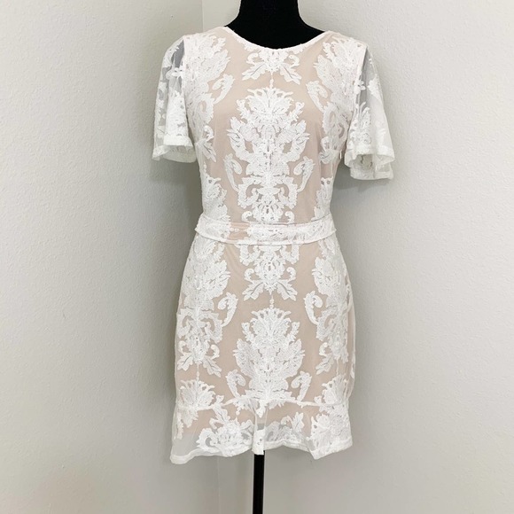 For Love & Lemons Dresses & Skirts - For Love and Lemons San Marco White Lace Open Back Mini Dress Size Small